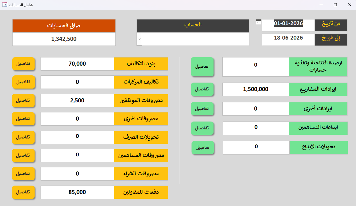 أرصدة الحسابات البنكية والصندوق والعهدة